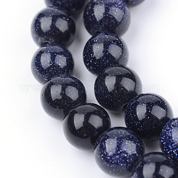 Goldstone sintética azul hebras de abalorios, redondo, 6~6.5mm, agujero: 1 mm, aproximamente 63 pcs / cadena, 14 pulgada