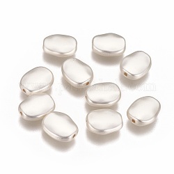 Perles en laiton, Plaqué longue durée, ovale, mat couleur argent, 11x9x3.5mm, Trou: 1.2mm