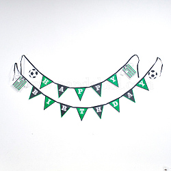 Drapeaux de ficelle en papier, lettres d'anniversaire, triangle, verte, 181~219 cm, 2strand / set