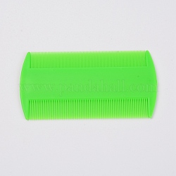 Пластиковая двухсторонняя расческа, зоотовары, прямоугольные, зеленый лайм, 87.5x51x2.5 мм