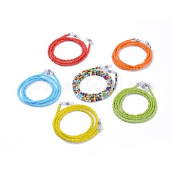 Цепочки для очков, шейный ремешок для очков, со стеклянными бисеринами, латунные обжимные бусины и резиновые петли, разноцветные, 30.7 дюйм (78 см)