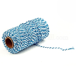 マクラメ100本撚り綿編み糸2m  スプールで  ラウンド  ディープスカイブルー  2mm  約109.36ヤード（100m）/ロール