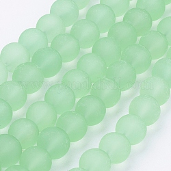 Transparente Glasperlen stränge, matt, Runde, hellgrün, 10 mm, Bohrung: 1.3~1.6 mm, ca. 80 Stk. / Strang, 31.4 Zoll