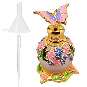 Gorgecraft Flacon de parfum en verre décoratif papillon or vaporisateur atomiseur pompe parfum vide flacons de parfum en verre rechargeables entonnoir en plastique compte-gouttes pour outil de maquillage (15 ml) AJEW-GF0004-13