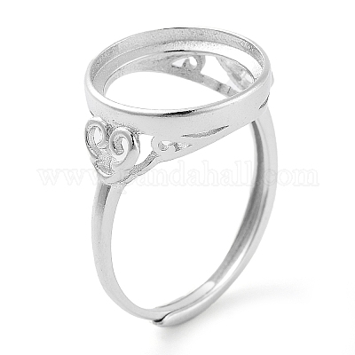 Componentes del anillo de plata de ley 925 ajustable redondo plano&nbsp;STER-G042-07P-1