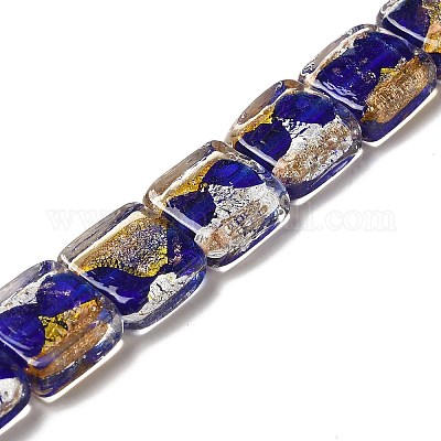 Perline lampwork in lamina d'oro e d'argento fatte a mano&nbsp;FOIL-C001-01B-06-1