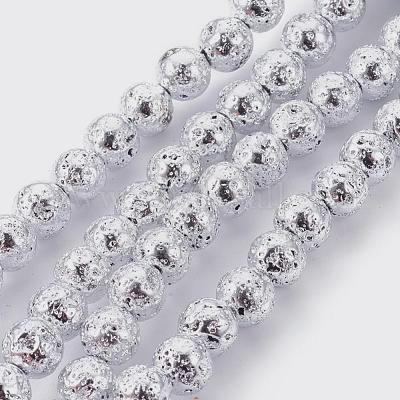 Galvanisierte natürliche Lavasteinperlenstränge&nbsp;G-E511-01G-8mm-1