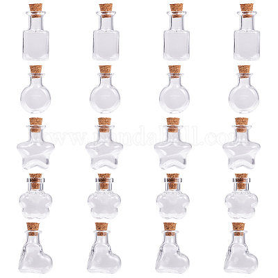 20 Pcs Glass Bottles with Wood Cork Stoppers Small Glass Jars with