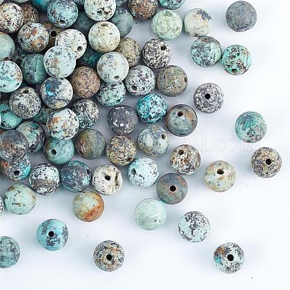 Olycraft Frosted Natural African Turquoise(Jasper) Round Beads G-OC0001-07-1