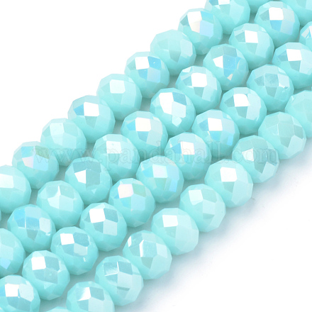 Electroplate Glass Faceted Rondelle Bead Strands X-EGLA-Q053-8mm-14-1