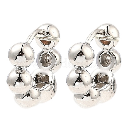 Brass Beaded Hoop Earrings EJEW-I289-06A-P-1