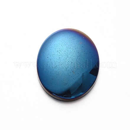 Electroplating Non-Magnetic Synthetic Hematite Oval Cabochons G-P079-08A-1