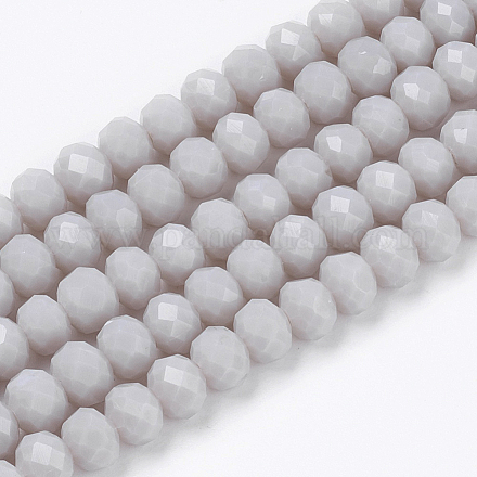 Faceted Solid Color Glass Rondelle Bead Strands GLAA-Q044-8mm-09-1