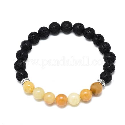 Natürliche topaz jade perlen stretch armbänder BJEW-R309-02-A04-1