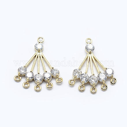 Brass Micro Pave Cubic Zirconia Chandelier Components Links KK-F729-71G-NF-1
