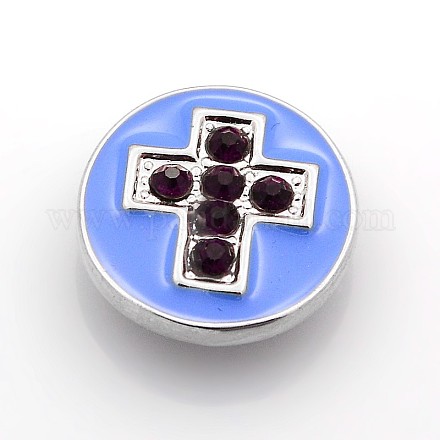 Плоский круглый резной крест цинковый сплав эмаль ювелирные кнопки SNAP-N010-68-NR-1