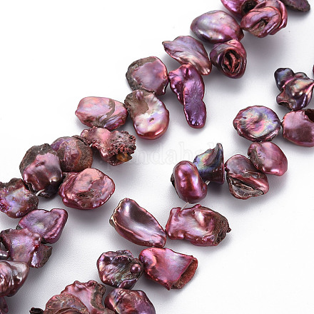 Naturales keshi abalorios de perlas hebras PEAR-S021-015A-03-1