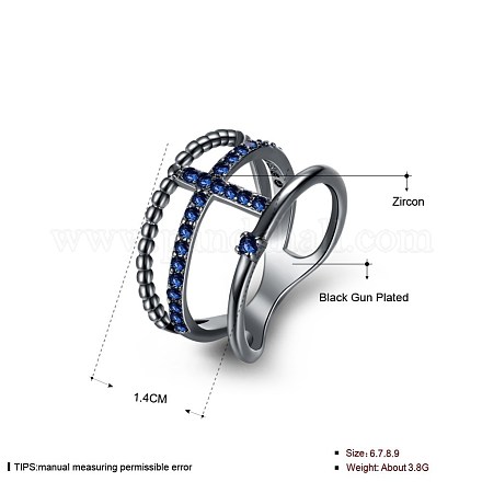 Модный латунь кубического циркония палец кольца RJEW-BB27262-D-9-1