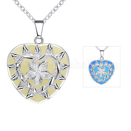 Zinc Alloy Heart with Flower Luminous Noctilucent Necklaces NJEW-BB03158-C-1