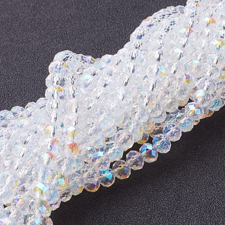 Faceted Rondelle Glass Beads Strands GR6MMY-28-1