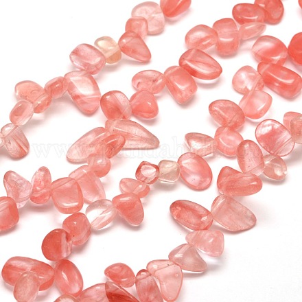 Chapelets de perles en verre de quartz de cerise G-M204-24-1