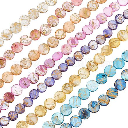 CHGCRAFT 7 strands 7 colors Drawbench Freshwater Shell Beads Strands SHEL-CA0001-010-1