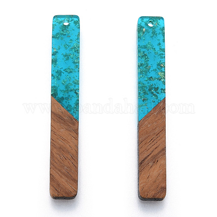 Grandes colgantes de resina transparente y madera de nogal RESI-N025-034-A04-1