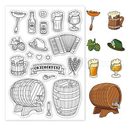GLOBLELAND Oktoberfest Clear Stamps Accordion Liquor Beer Festival Silicone Clear Stamp Seals for Cards Making DIY Scrapbooking Photo Journal Album Decoration DIY-WH0167-56-827-1