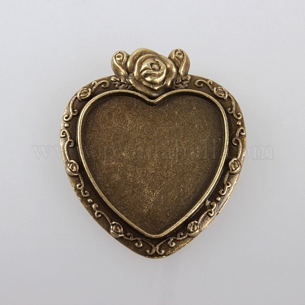 Valentines idées cadeaux alliage sculptés rose supports de lunette pendentif cabochon X-TIBEP-M018-112AB-NF-1