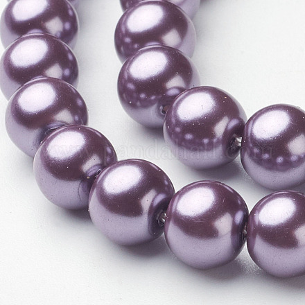 Fili di perle rotonde di perle di vetro tinto ecologico HY-A002-8mm-RB116-1