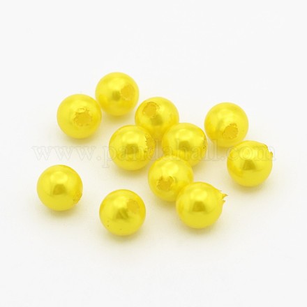 Half Drilled ABS Plastic Imitation Pearl Round Beads OACR-F002A-16-1