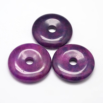 Dyed Natural Malaysia Jade Donut/Pi Disc Pendants G-L407-02-45mm-1
