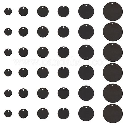PH PandaHall 36pcs Metal Stamping Blank Tags 6 Sizes Blank Stamping Tag 304 Stainless Steel Metal Discs Black Pet ID Tags for Earring Necklace Bracelet Jewelry Making STAS-PH0004-48-1