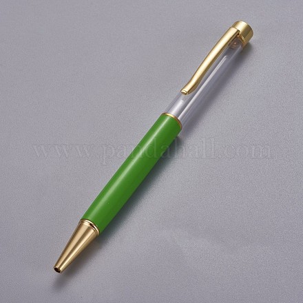 創造的な空のチューブボールペン  内側に黒のインクペンを詰め替えます  DIYキラキラエポキシ樹脂クリスタルボールペンハーバリウムペン作り用  ゴールドカラー  黄緑  140x10mm AJEW-L076-A53-1