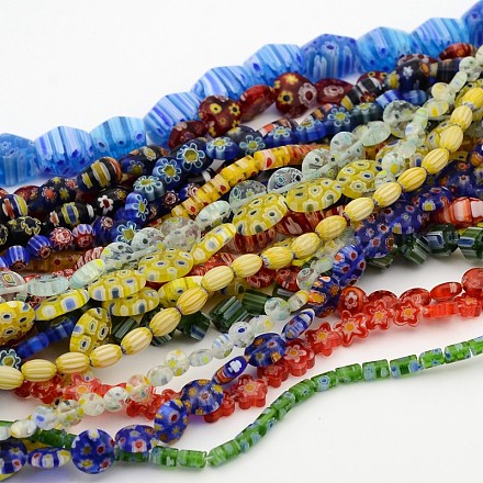 Mixed Style Handmade Millefiori Glass Beads Strands LK-F008-01-1