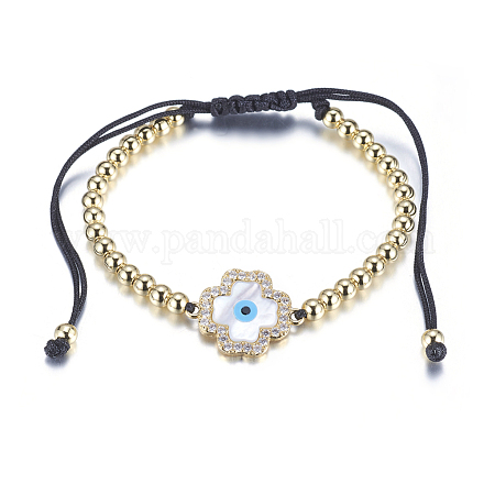 Bracelets de perles tressés en laiton réglables BJEW-F282-27G-RS-1