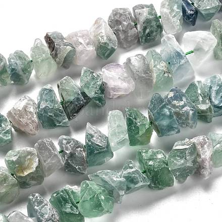 Rough Raw Natural Green Fluorite Beads Strands G-J388-03-1