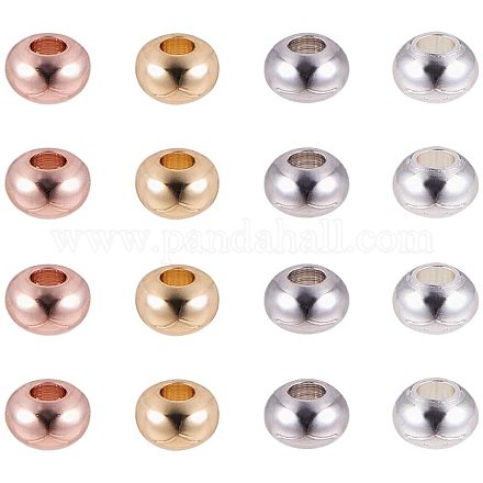 Ph pandahall 1 boîte environ 80 pièces 4 couleurs rondelle lisse entretoises de perles en laiton environnementales pour la fabrication de bijoux (platine KK-PH0035-23-1
