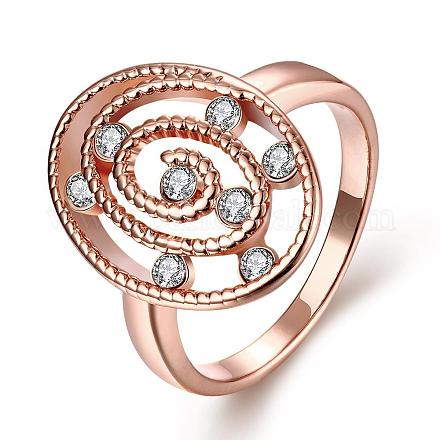 Hollow Oval Real Rose Gold Plated Brass Cubic Zirconia Rings for Women RJEW-BB06529-8RG-1