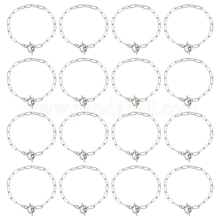 Unicraftale 20Pcs 304 Stainless Steel Paperclip Chain Bracelets Set for Men Women BJEW-UN0001-40-1