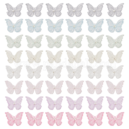 48 pièces 8 couleurs double couche 3d papillon polyester broderie ornement accessoires PATC-FG0001-62-1
