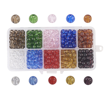 10 colores perlas de vidrio transparente GLAA-JP0001-14-6mm-1