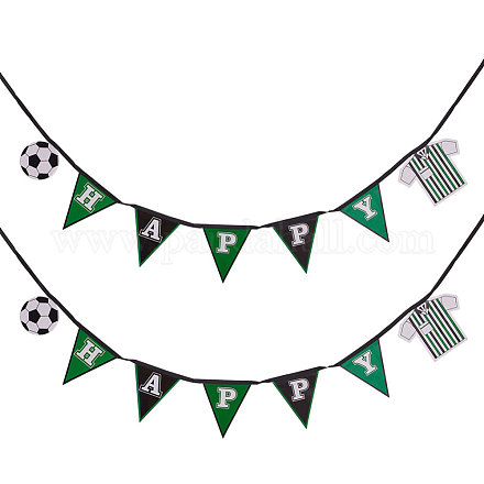 紙の文字列フラグ  サッカーのテーマ  三角形  グリーン  181~219cm  1連 /セット PH-AJEW-WH0053-02-1