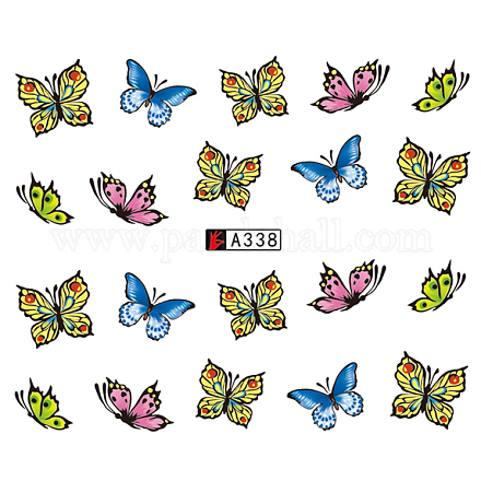 ネイルアート用品水転写ネイルシール  ネイルチップの装飾用  蝶  カラフル  6.125x5.3cm X-MRMJ-Q080-A338-1