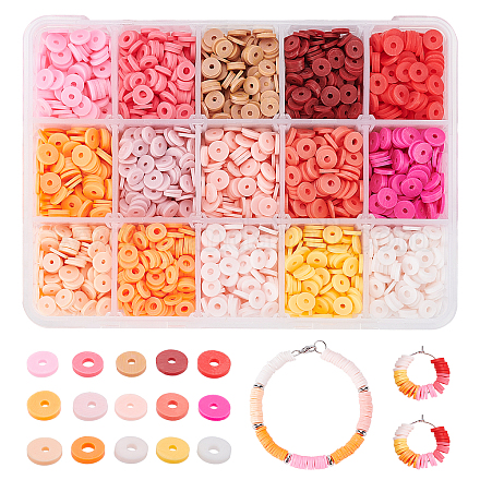 Arricraft 3750 pièces 15 couleurs perles rondes en pâte polymère faites à la main et écologiques CLAY-AR0001-20-1