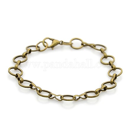 Brass Ring Link Chain Bracelets BJEW-G454-AB-NF-1