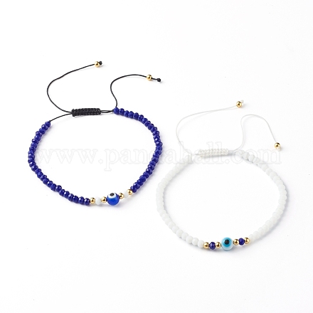 Ensemble de bracelets de perles tressées en fil de nylon réglable BJEW-JB06440-1