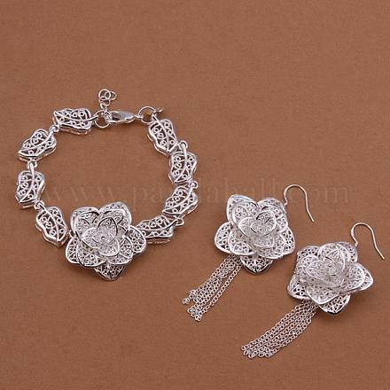 Silver plated set di gioielli in ottone SJEW-BB06013-1