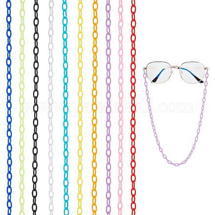 PandaHall 20 Strand Acrylic Cable Chains 10 Colors Oval Shape Curb Chain 18.5