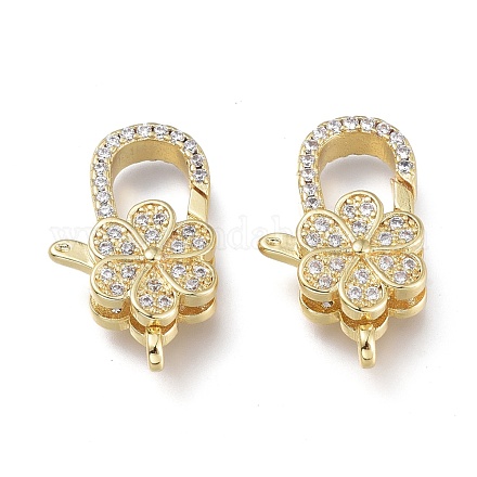 Brass Micro Pave Clear Cubic Zirconia Lobster Claw Clasps ZIRC-Q024-18G-1